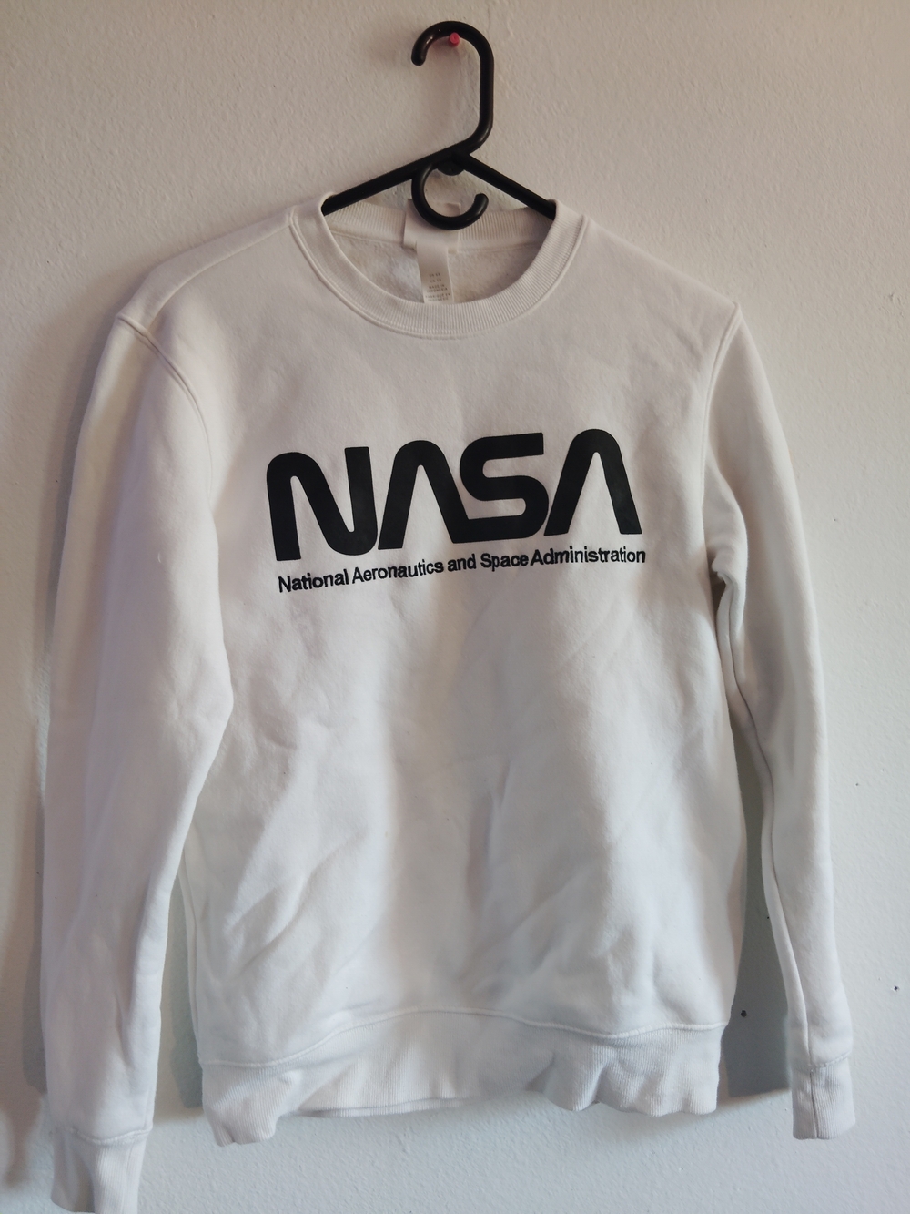 H&M Men's White NASA Crewneck with American Flag